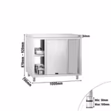 Table armoire en acier inoxydable PREMIUM - 1000x700mm - avec portes coulissantes et passe-plats