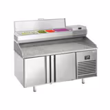 Commercial Pizza Prep Counter - Granite Top PREMIUM PLUS - 1490x700mm - with 2 doors - incl. refrigerated topping unit - 6x GN 1/4