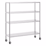 Étagère en inox PREMIUM - 1600 x 500 mm - avec 4 étagères (réglables) - incl. 4 roulettes