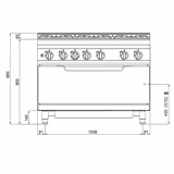 Gasherd - 53,5 kW - 6 Brenner - inkl. Gasbackofen Statisch - 12 kW
