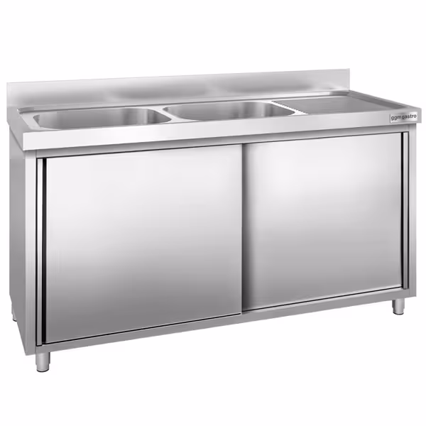 Lavello armadiato PREMIUM - 2000x600mm - con 2 vasche a sinistra