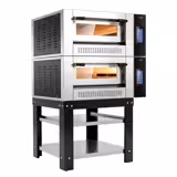 Gas Deck Pizza Oven - Twin Deck - Refractory Stone Deck - 4+4 x Ø 30cm (12") - 230V Single Phase - Touchscreen Controls - up to 450°C - incl. Base frame