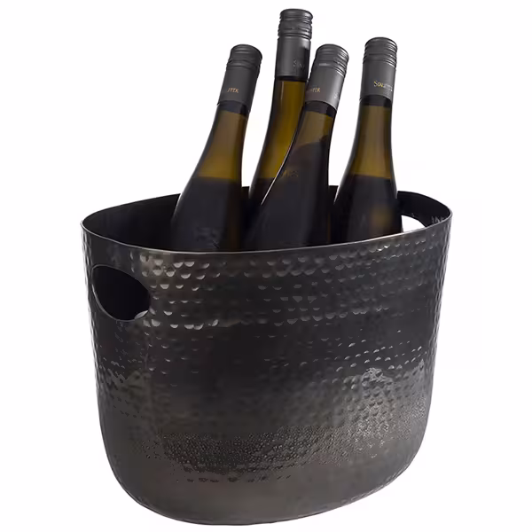 Wine Bucket - Aluminium, Hammered, Gunmetal - 7 litres - Ø235mm - Height:230mm - Black - with handles