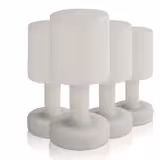 (4 pz) Lampada da tavolo LED ricaricabile - FINN - dimmerabile a 3 livelli - IP54 - per interno/esterno - Ø 120mm - Bianco