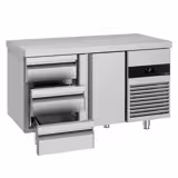 Commercial Counter Fridge PREMIUM - 1400x700mm - with 1 door - 3 drawers - capacity 281 litres