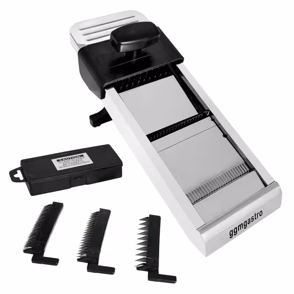 Professional Mandoline Vegetable Slicer – Stainless Steel - Straight & Crinkle Blade - 3 Inserts