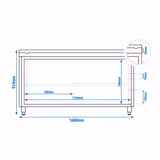 Roestvrijstalen werkkast PREMIUM - 1600x600mm - met schuifdeur zonder achterwand incl. snijplank