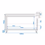 Stainless steel work cabinet PREMIUM - 1600x800mm - with sliding door without upstand incl. cutting board white