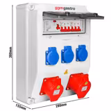 Coffret de chantier électrique - 3x 2P+T 16A 230V, 1x CEE 16A 400V 5P (rouge) & 1x CEE 32A 400V 5P (rouge) prises - Triphasé 400V - IP54 - avec interrupteur différentiel 30 mA intégré