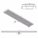 Scarico a pavimento in acciaio inox - 2100x300mm - design piatto e scarico laterale - Ø 70mm