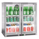 Barkühlschrank - 900mm - 220 Liter - mit 2 Glasflügeltüren - Edelstahl