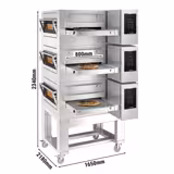 (3 piezas) Hornos de cinta transportadora eléctrica - 1,67 x 2,15 m - incluida base