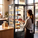 Panoramische vitrine - 440 liter - Dubbele beglazing - glazen deur achter - met 5 glazen planken - Zwart