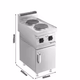 Elektroherd - 4 kW - 2 Platten Rund - inkl. Unterbau mit 1 Tür