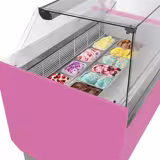 Ice Cream Serve Over Counter | LIAM - 1560mm - Static cooling - with LED lighting - for 13 x 5 litres Napoli pans - Pink