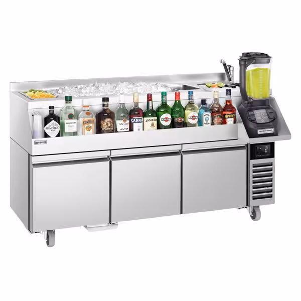 Cocktail Station / Commercial Back Bar Counter - 1600mm - 235L - 3 Drawers - 13A Plug