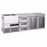 Biertheke PREMIUM - 2500x700mm - 2 Glastüren & 3 Glasschubladen