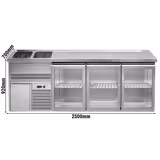 Lada barmańska PREMIUM PLUS - 2500x700mm - 3 Drzwi przeszklone