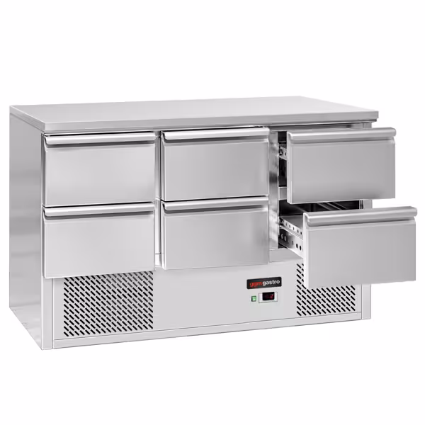 saladette / mesa refrigerada PREMIUM 1,37 m x 0,7 m - con 6 cajones 1/2