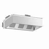 Hotă cutie - 2000 mm - cu filtre labirint HoReCa & iluminare LED