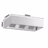 Commercial Wall-Mounted Extractor Hood - 2000mm - with Baffle Filters & Lighting
