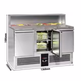 Saladette PREMIUM - 1368mm - 3 deuren - met RVS deksel voor 8x GN 1/6 - granieten werkblad