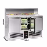 Commercial Saladette Counter PREMIUM - 1368mm - 402L - 3 doors - with glass canopy for 8 x GN 1/6 & stainless steel hinged lid
