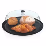 Coperchio per vassoio - rotonda - Policarbonato - 390x390mm - Altezza: 150mm - incl. Vassoio in fibra di vetro - trasparente, impilabile, lavabile in lavastoviglie, antiurto, paraschizzi