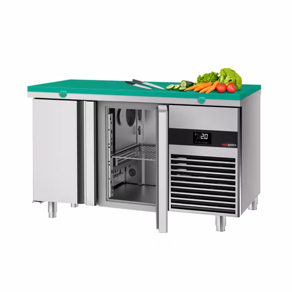 Koelwerkbank PREMIUM - 1400x700mm - 281 liter - kleur groen - met 2 deuren - incl. snijplank groen