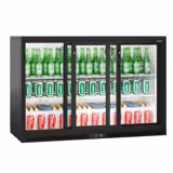 Commercial Back Bar Cooler - 1350mm - 320L - with 3 glass sliding doors - Black - For UK