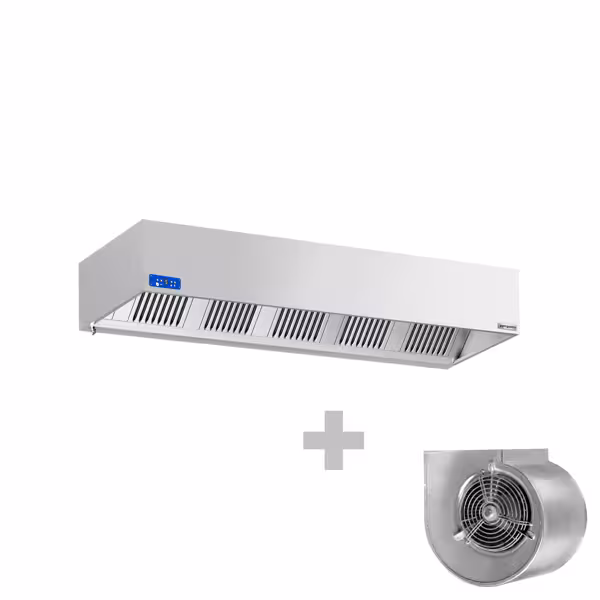 Afzuigkap doosmodel met ingebouwde motor - 2600mm - met toerentalregelaar, labyrintfilters & verlichting