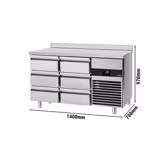 طاولة مبردة PREMIUM - 1400x700mm - 281 لتر - مع 6 درج - حاجز خلفي