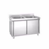 Chiuvetă tip dulap PREMIUM - din oțel inoxidabil - 1600x700 mm - cu 2 cuve centrale