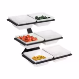 Alzata per buffet - Acciaio inox - Nero - Rettangolare - 500x280mm - 3 ripiani - Altezza: 415mm - incl. 6 ciotole in melamina 498x240mm