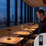 (4 pcs) LED Table Lamp - CLEO MINI - Rechargeable - Cordless - 3-step dimmable - Ø120mm - Black - with Charging Dock
