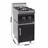 Fogón a gas de sobremesa - 10kW - 2 fuegos - con subestructura con 1 puerta