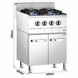 Gasfornuis - GIUSEPPE - 600 - 600x600x900mm - 13,1 kW - 4 pits - hoog vermogen