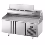 Commercial Pizza Prep Counter - Granite Top PREMIUM PLUS - 1738x800mm - with 2 doors - incl. refrigerated topping unit - 6x GN 1/3