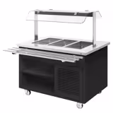 Buffet réfrigéré DANZIG - 1300mm - 3 bacs GN 1/1 - avec Glissière pour plateaux - Noir