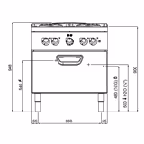 Fourneau à gaz – 24 kW – 4 brûleurs – avec four électrique à convection – 4,68 kW