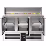 Saladette PREMIUM - 1368mm - 3 deuren - met RVS deksel voor 8x GN 1/6 - granieten werkblad