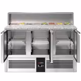 Saladette Premium - 1368mm - Edelstahlaufsatz für 8x GN 1/6 - 3 Türen