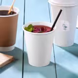 (1000 pcs) Couvercle réutilisable - Transparent - compatible avec 300ml Gobelet en carton Ø90mm Blanc