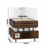 Salatbar Kaltbuffet DUBLIN - 1600mm - mit geradem Glasaufsatz - für 4x GN 1/1 - Braun
