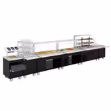 Commercial Checkout Trolley with Tray Slide – Black - 700 mm Width - Stainless Steel Worktop