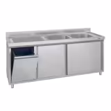 Spülschrank ECO - 2000x600mm - mit Abfallbehälter & 2 Becken rechts
