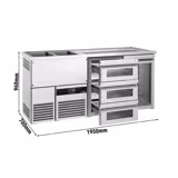 Banco Spillatura Birra - 1950x700mm - 1 Porta in vetro & 3 Cassetti in vetro