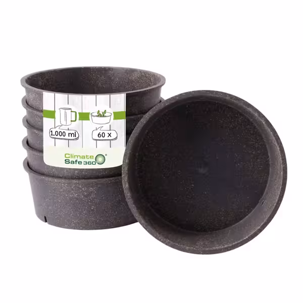 (60 uds) Bol - Bio-Compound - 1L - redondo - Ø185mm - Profundidad: 68mm - Gris