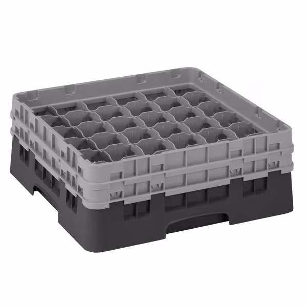 CAMBRO | CAMRACK® - Lasipesukori 1/1 - 36 lokeroa - 2 jatko-osalla - 500x500mm - Musta