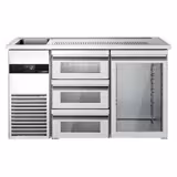 Comptoir de bar réfrigéré PREMIUM - 1550x700mm - 1 porte vitrée & 3 tiroirs en verre